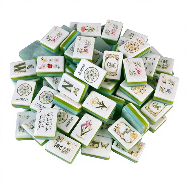 Elegáns virágos akril Mahjong csempe