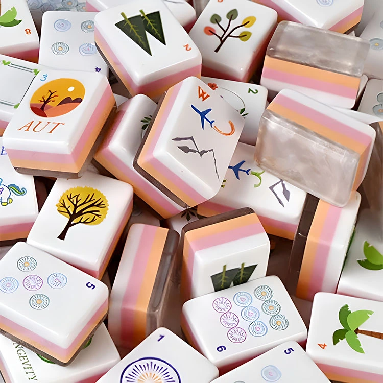 Lotus Pink akril Mahjong csempe