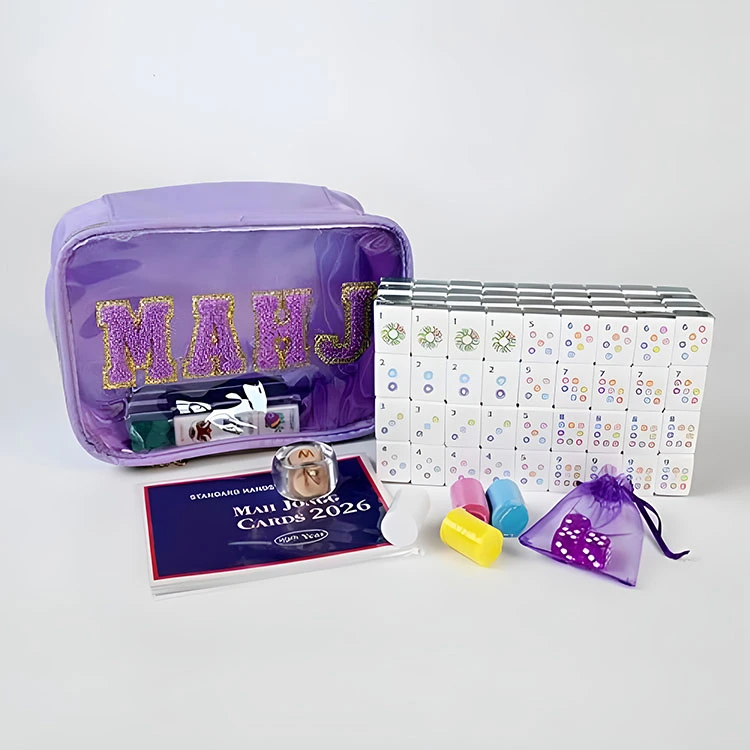 Lila Glitz Mahjong készlet